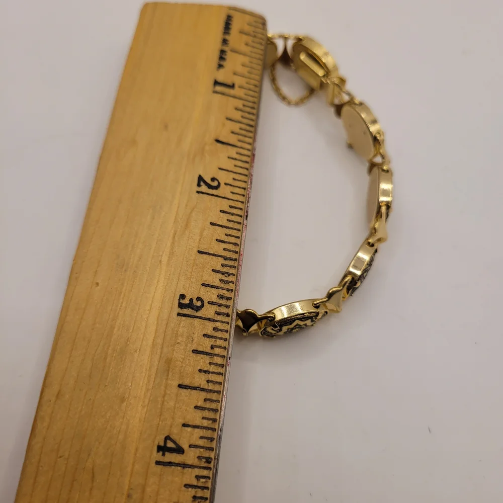 Damascene Toledo Gold Tone Vintage Bracelet